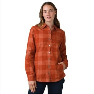 Prana Porter Park Flannel shacket, Gingerbread, S,‎ Organic Cotton NWT